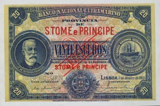 São Tomé and Príncipe 20 Escudos, 1921 obverse