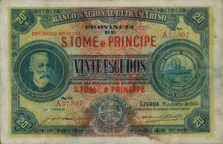 São Tomé and Príncipe 20 Escudos, 1944 obverse