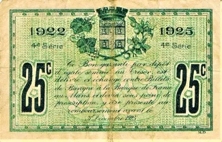 Sarthe, Department of 25 Centimes, 1922 reverse