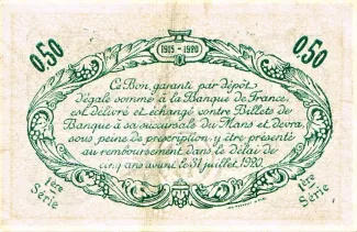 Sarthe, Department of 50 Centimes, 1915 reverse
