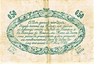 Sarthe, Department of 50 Centimes, 1917 reverse