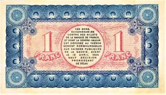 Savoie, Department of 1 Franc, 1920 reverse