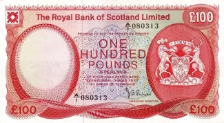 Scotland 100 Pounds, 1972-1980 obverse