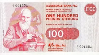 Scotland 100 Pounds, 1985-1991 obverse