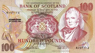 Scotland 100 Pounds, 1992-1994 obverse