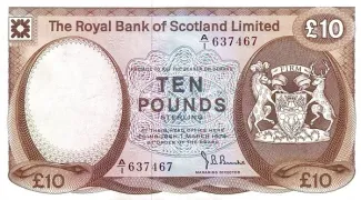 Scotland 10 Pounds, 1972-1981 obverse