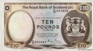 Scotland 10 Pounds, 1982-1986 obverse