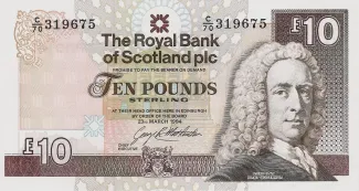 Scotland 10 Pounds, 1992-2016 obverse