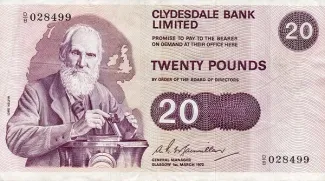 Scotland 20 Pounds, 1972-1981 obverse