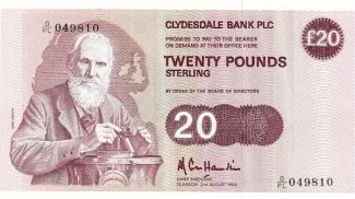 Scotland 20 Pounds, 1982-1990 obverse