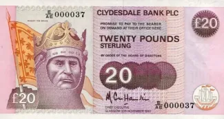 Scotland 20 Pounds, 1990-1993 obverse