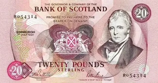 Scotland 20 Pounds, 1991-1993 obverse