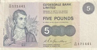 Scotland 5 Pounds, 1971-1981 obverse