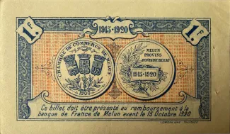 Seine-et-Marne, Department of 1 Franc, 1915-1919 reverse