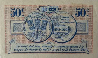 Seine-et-Marne, Department of 50 Centimes, 1915-1919 reverse