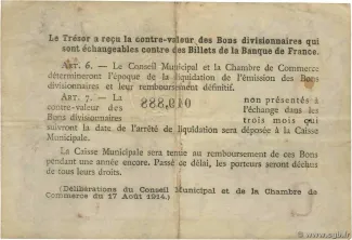 Seine-Maritime, Department of 1 Franc, 1918-1922 reverse