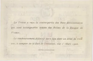 Seine-Maritime, Department of 1 Franc, 1920 reverse