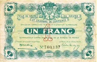 Seine-Maritime, Department of 1 Franc, 1920 obverse