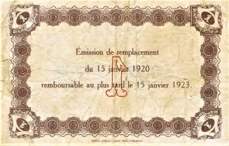 Seine-Maritime, Department of 1 Franc, 1920 reverse
