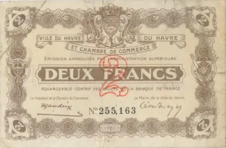 Seine-Maritime, Department of 2 Francs, 1923 obverse