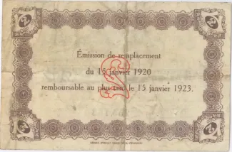 Seine-Maritime, Department of 2 Francs, 1923 reverse