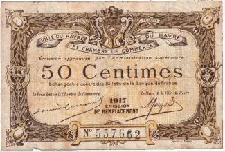 Seine-Maritime, Department of 50 Centimes, 1917 obverse