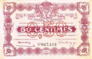 Seine-Maritime, Department of 50 Centimes, 1920 obverse