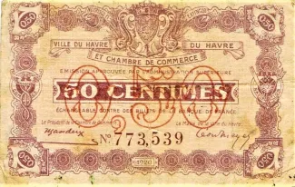 Seine-Maritime, Department of 50 Centimes, 1920 obverse
