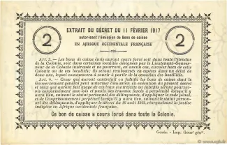 Senegal 2 Francs, 1917 reverse