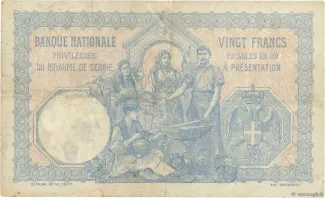 Serbia 20 Dinars, 1905 reverse