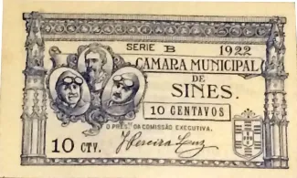 Setbal, District of 10 Centavos, 1922 obverse