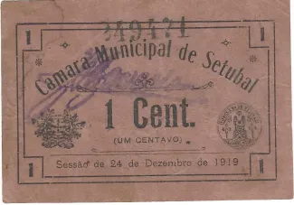 Setbal, District of 1 Centavo, 1919 obverse