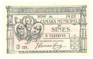 Setbal, District of 3 Centavos, 1922 obverse