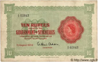 Seychelles 10 Rupees - Elizabeth II, 1967 image