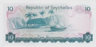 Seychelles 10 Rupees - Sir James Mancham, 1976 reverse