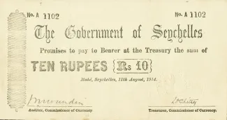 Seychelles 10 Rupees, 1914 image