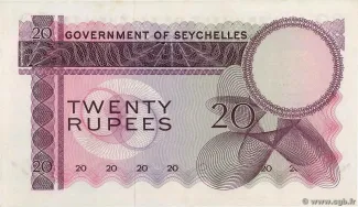 Seychelles 20 Rupees, 1968-1974 reverse