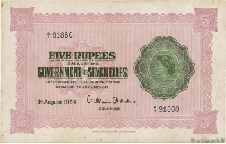 Seychelles 5 Rupees - Elizabeth II, 1960 image