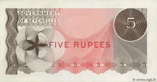 Seychelles 5 Rupees, 1968 reverse