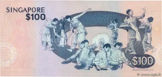 Singapore 100 Dollars, 1977 reverse