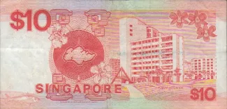 Singapore 10 Dollars, 1988 reverse