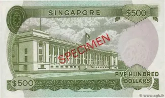 Singapore 500 Dollars, 1972 reverse