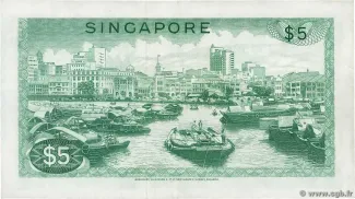 Singapore 5 Dollars, 1967-1973 reverse