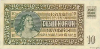 Slovakia 10 Korun, 1939 reverse