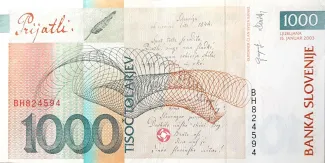 Slovenia 1.000 Tolarjev, 1992-2005 reverse