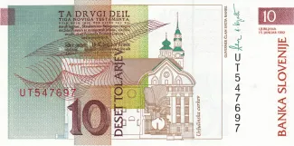 Slovenia 10 Tolarjev, 1992 reverse