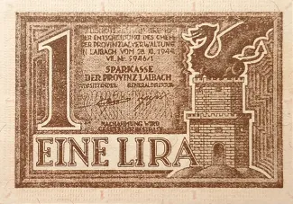 Slovenia 1 Lira, 1944 reverse
