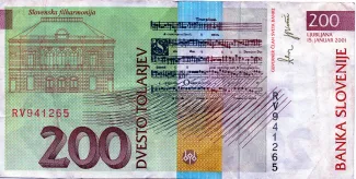 Slovenia 200 Tolarjev, 1992-2004 reverse