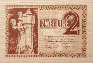 Slovenia 2 Lire, 1944 reverse