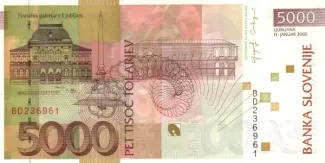 Slovenia 5.000 Tolarjev, 2002-2004 reverse